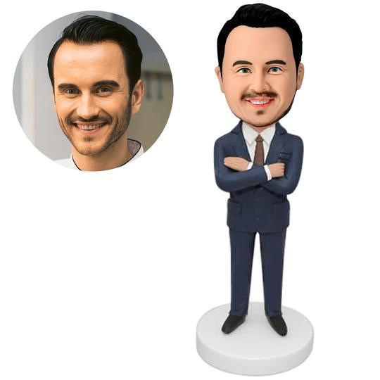 personalisierte Wackelkopf Figur Mann im Anzug, Geschenk für Chef, Business Mann Figur, Miniaturfigur, Boss Figur